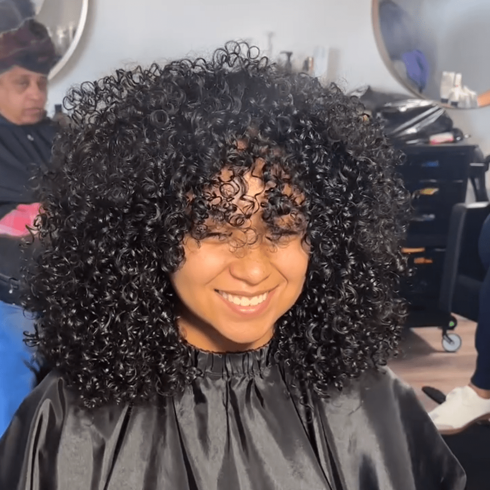 (En france)AILUXY Curly Noir Bob Perruque Avec Frange 100% Cheveux Humains comme sur la vidéo 2 - 3 jours reçus+Un beau cadeau