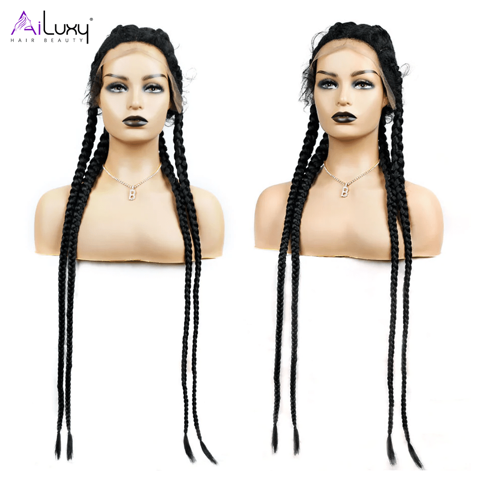 AILUXY Braid Perruque 100% Cheveux Humains