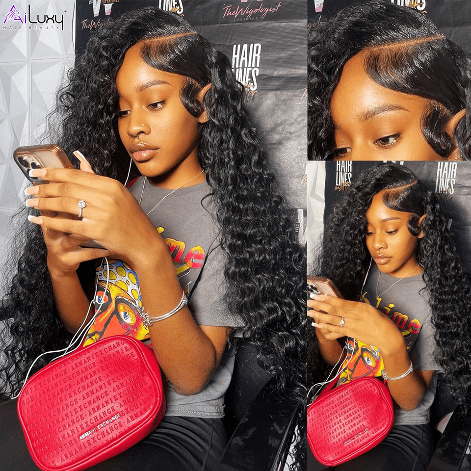 AILUXY 13x6 Lace Frontal Rose Wave Perruque  200% densité Vrais 100% Cheveux Humains comme sur la vidéo 2 - 3 jours reçus+Un beau cadeau