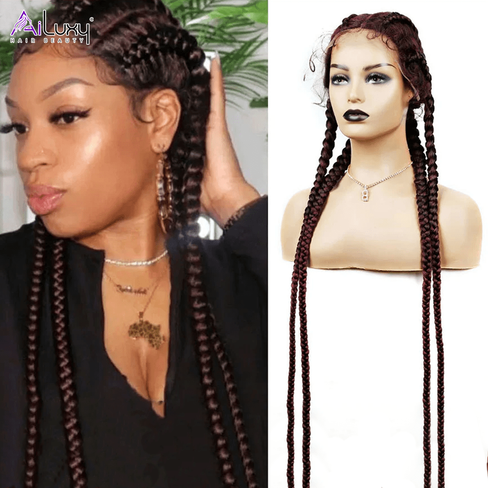 AILUXY Braid Perruque 100% Cheveux Humains