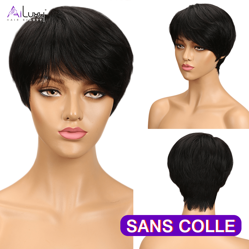 AILUXY Lisse Perruque 100% Cheveux Humains