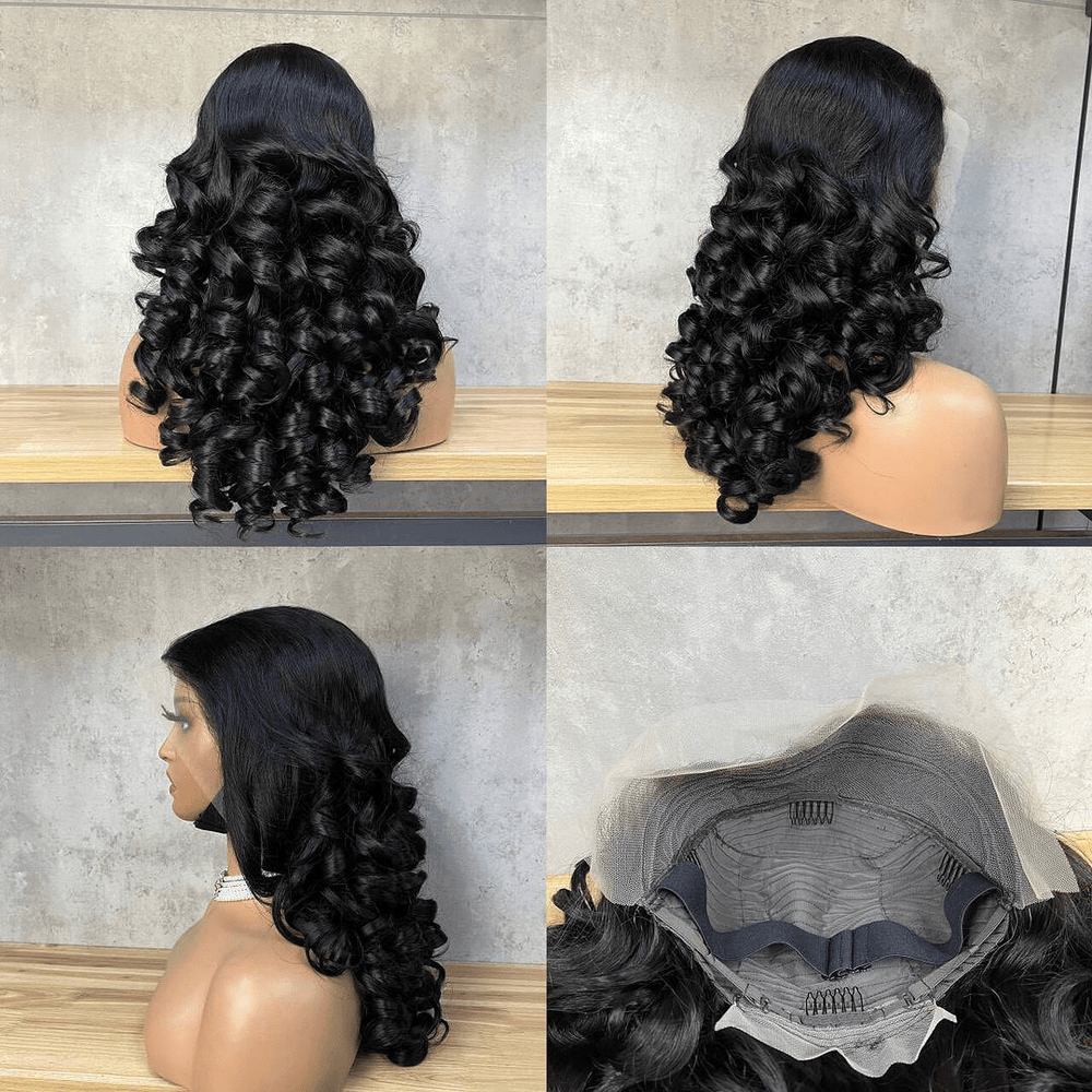 La mode En Europ AILUXY 13x4 Lace Closure Perruque Catherine Wave Longue Couleur naturelle 100% cheveux humains 250% densité comme sur la vidéo 3 - 4 jours reçus+Un beau cadeau