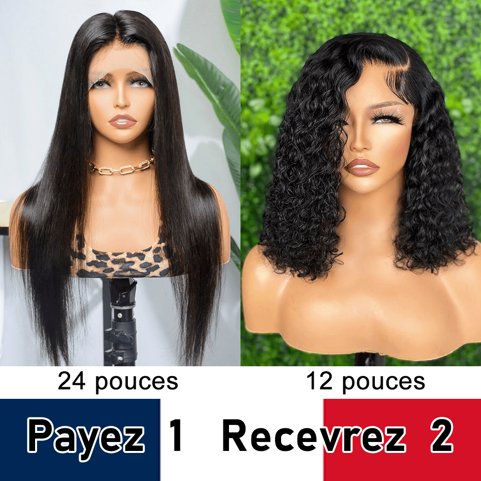 AILUXY HAIR FR Perruque Vente En Gros Numéro 12(Lisse: 4x4 Lace /Curly :13x4 Lace)