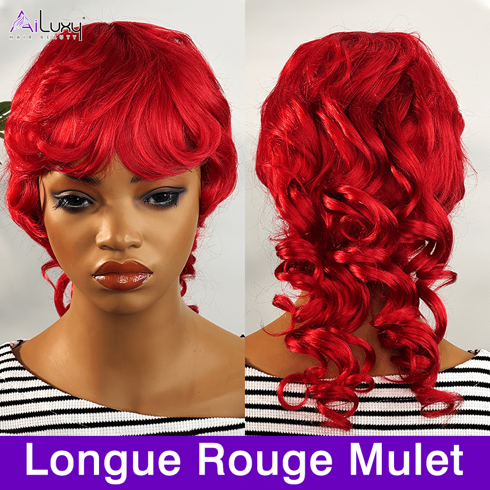 AILUXY Lisse Perruque 100% Cheveux Humains Perruque Rouge Barbie comme sur la vidéo