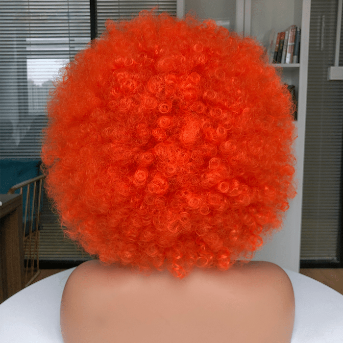 AILUXY Gingembre Orange Afro Curl Courte Perruque 100% Cheveux Humains