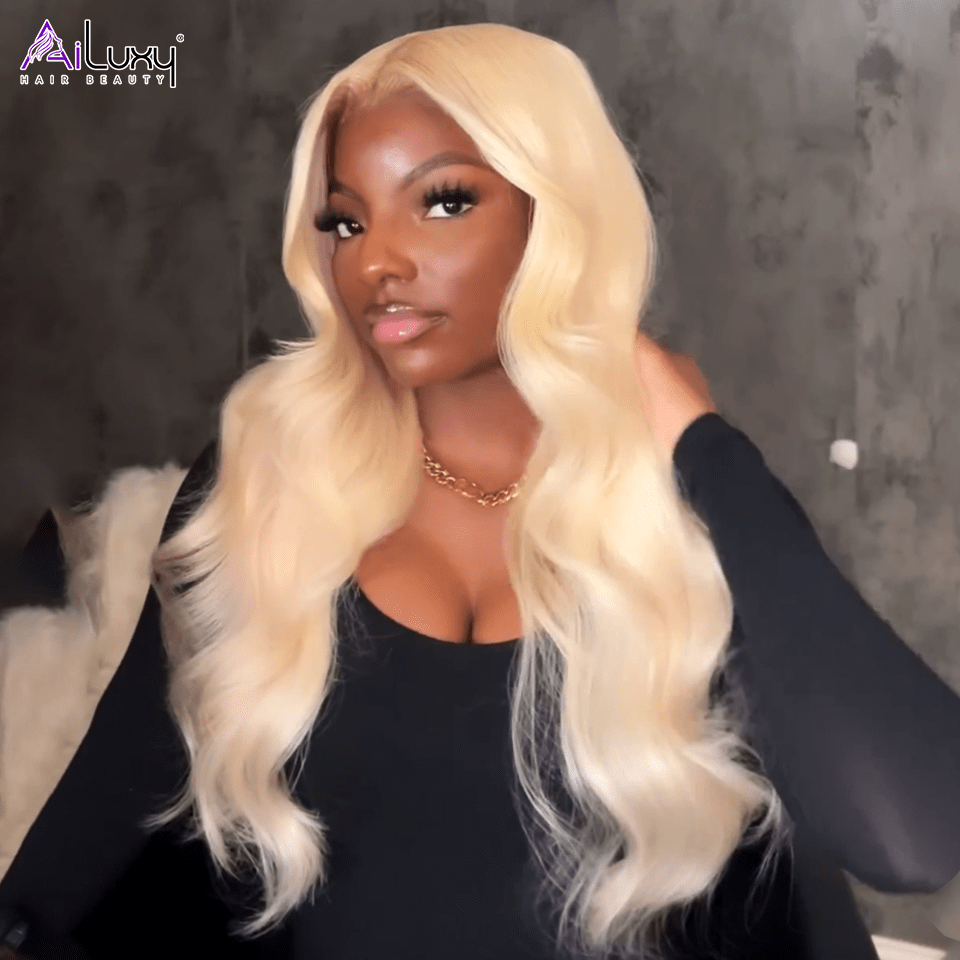 AILUXY 13x4 Lace Frontal 613 Blond Body Wave Longue Perruque 100% Cheveux Humains