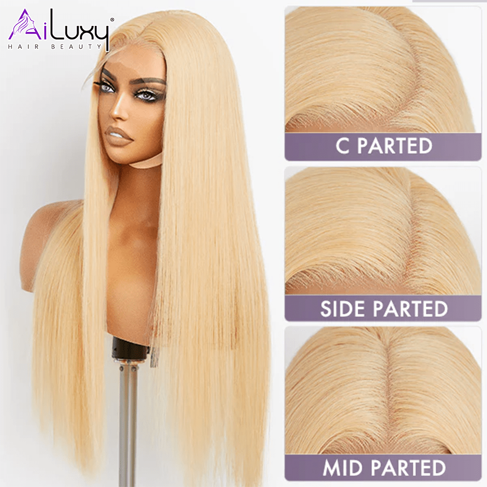 AILUXY 13x4 Lace Frontal 613 Blond Lisse Longue Perruque 100% Cheveux Humains