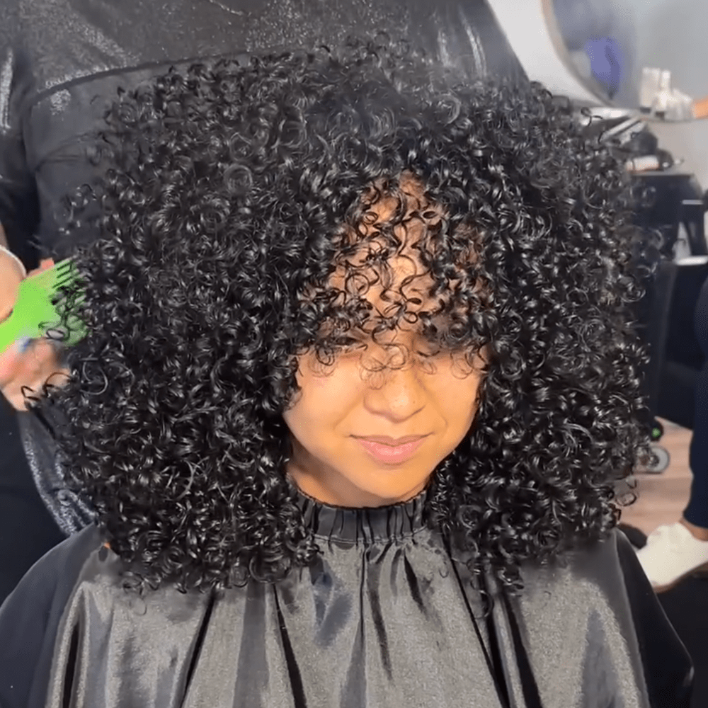 (En france)AILUXY Curly Noir Bob Perruque Avec Frange 100% Cheveux Humains comme sur la vidéo 2 - 3 jours reçus+Un beau cadeau