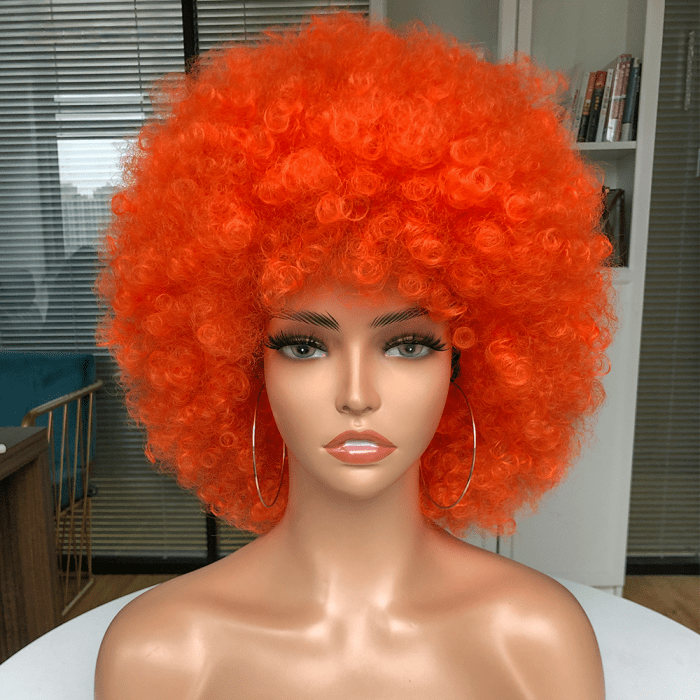 AILUXY Gingembre Orange Afro Curl Courte Perruque 100% Cheveux Humains