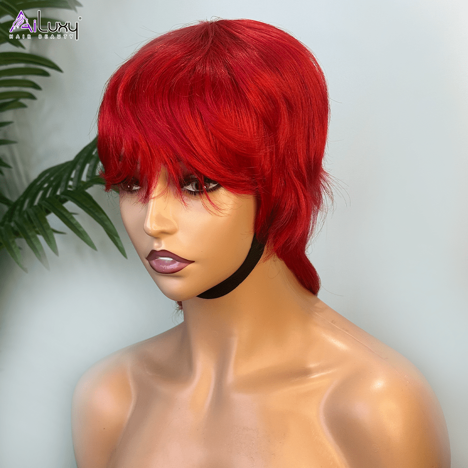 AILUXY Lisse Perruque 100% Cheveux Humains Perruque Rouge Barbie comme sur la vidéo