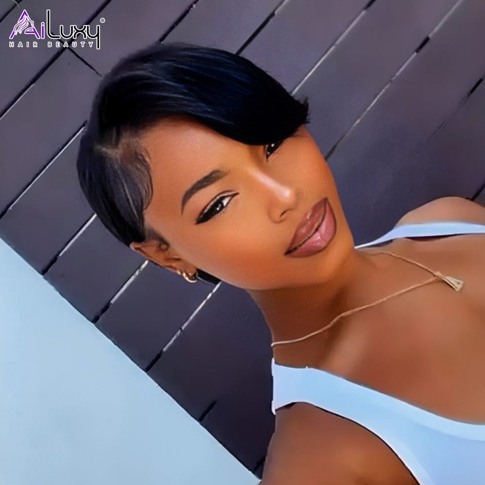 AILUXY 4x4 Lace closure Bob Perruque 200% Densité 100% Cheveux Humains