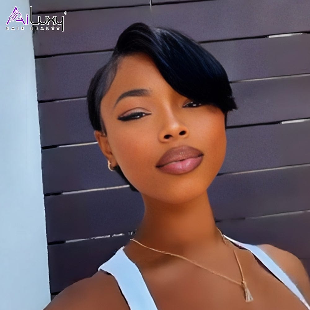 AILUXY 4x4 Lace closure Bob Perruque 200% Densité 100% Cheveux Humains