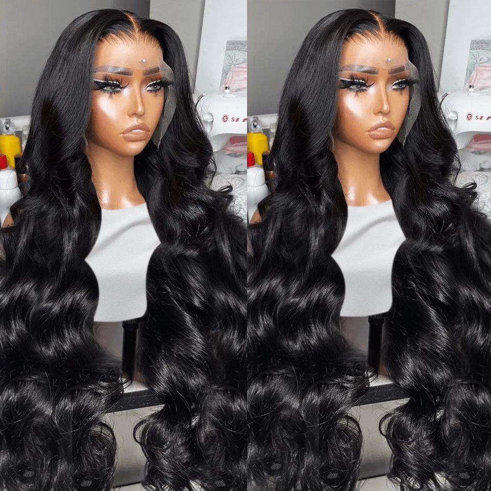 AILUXY 4x4 Lace Body Wave Longue Noir Perruque 200% densité  100% Cheveux Humains Je voudrais comme sur la vidéo 2 - 3 jours reçus+Un beau cadeau