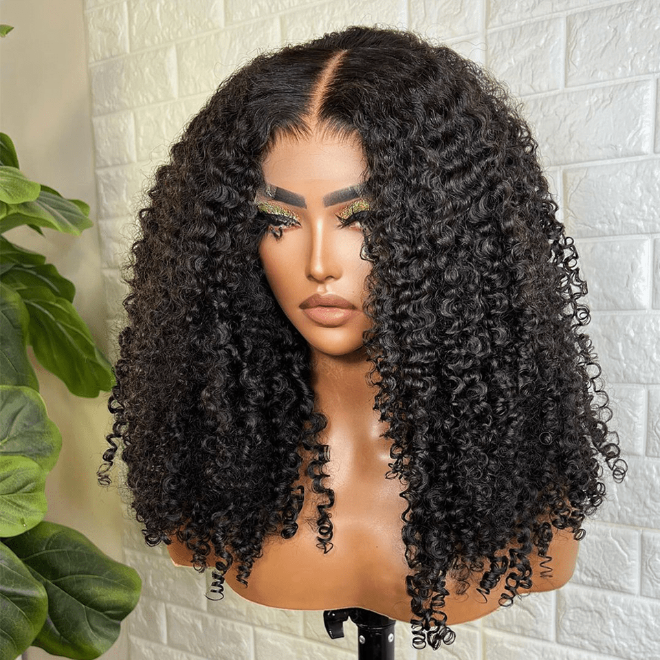 AILUXYhair 4x4 Lace Frontal Bouclée Perruque  200% densité Vrais Cheveux Humains