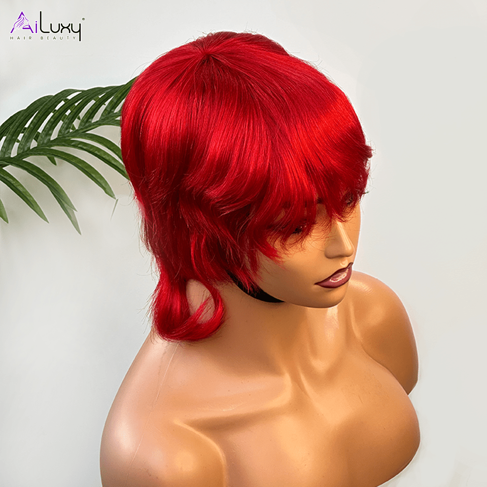 AILUXY Lisse Perruque 100% Cheveux Humains Perruque Rouge Barbie comme sur la vidéo