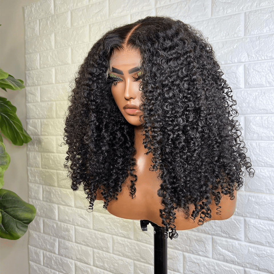 AILUXYhair 4x4 Lace Frontal Bouclée Perruque  200% densité Vrais Cheveux Humains