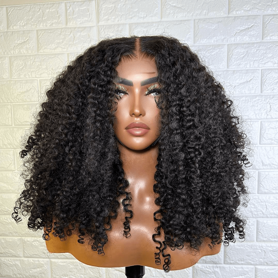 AILUXYhair 4x4 Lace Frontal Bouclée Perruque  200% densité Vrais Cheveux Humains