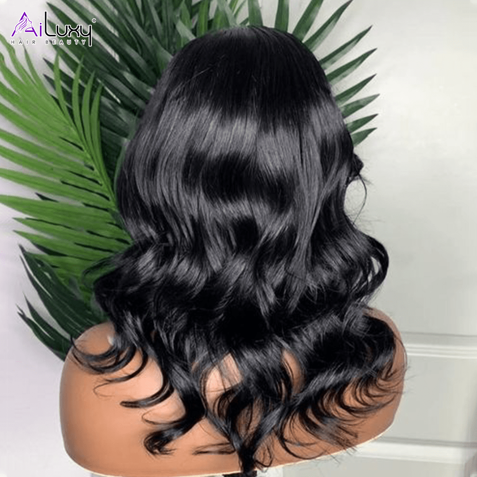 AILUXY Perruque Sans Colle 13x6 Lace Frontal Perruque Body Wave  200% densité Vrais Cheveux Humains