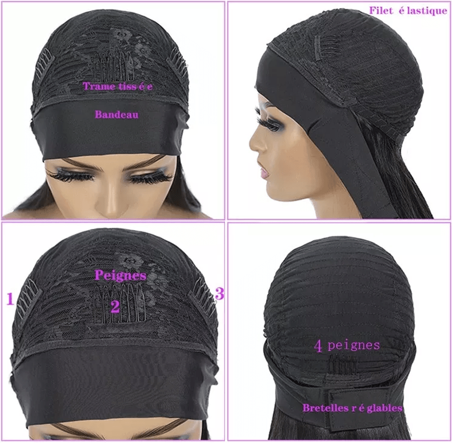 AILUXY Perruque Bandeau Bouclé Longue Noir Perruque 100% Cheveux Humains