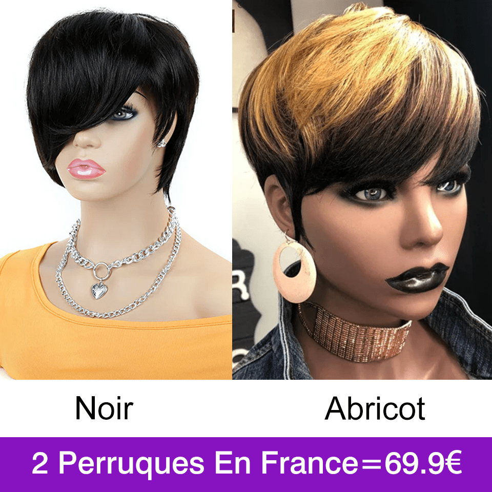 AILUXY Lisse Courte Noir Perruque 100% Cheveux Humains comme sur la vidéo 2 - 3 jours reçus+Un beau cadeau