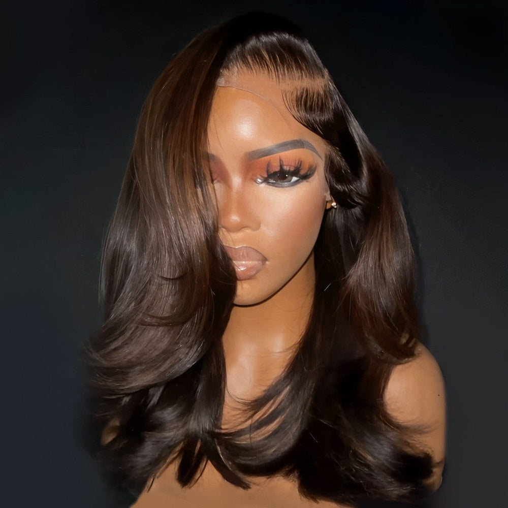 AILUXY 4x4 Lace Même couleur que l'image Body Wave Longue Perruque 100% Cheveux Humains 100% Cheveux Humains comme sur la vidéo 2 - 3 jours reçus+Un beau cadeau