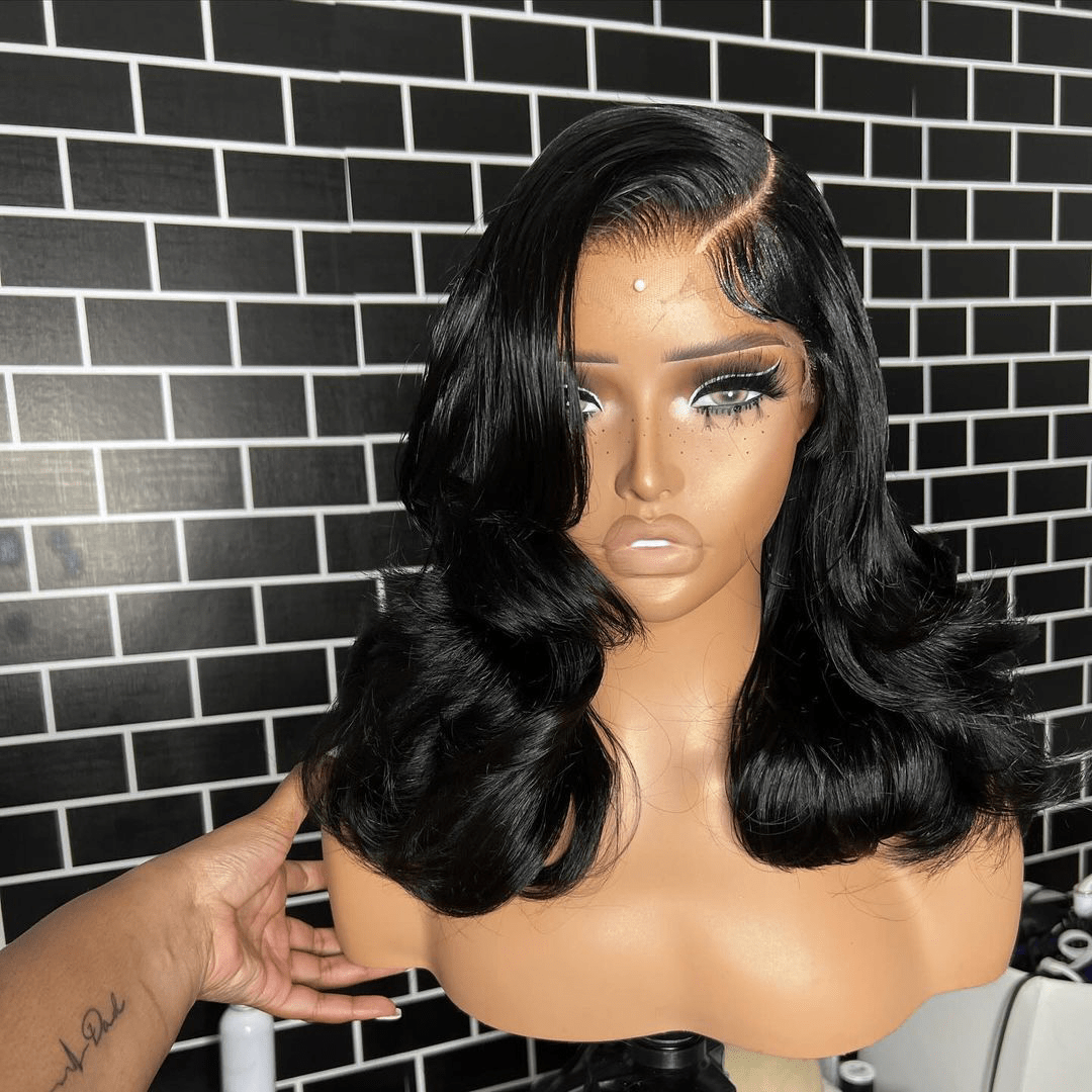 La Mode AILUXY 4x4 Lace Closure Perruque Body Wave Longue Noir 200% densité 100% cheveux humains