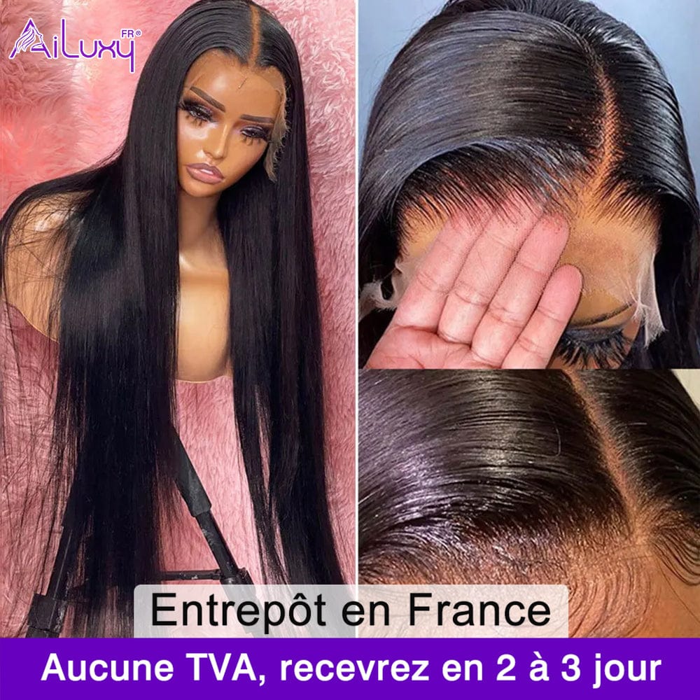 AILUXY 13x6 Lace Frontal Rejoice Perruque 200% densité Vrais Cheveux Humains perruques cheveux naturels de qualité comme sur la vidéo 2 - 3 jours reçus+Un beau cadeau