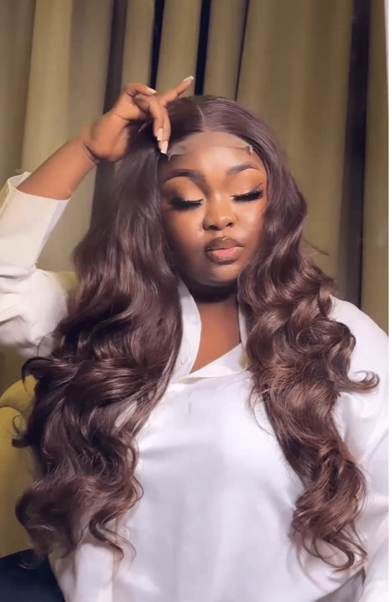 AILUXY 4x4 Lace Frontal Chocolat Body Wave Longue Perruque 100% Cheveux Humains