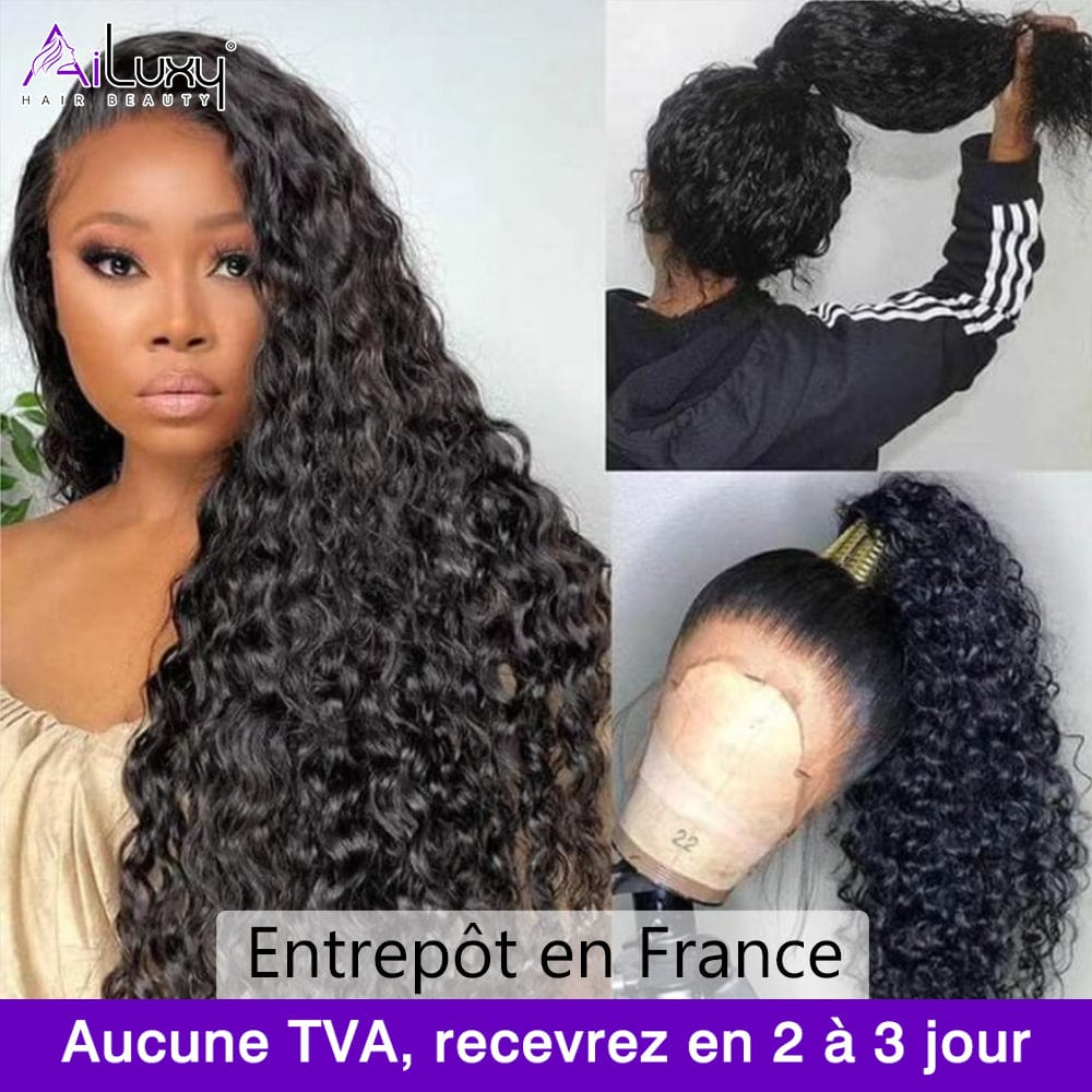 AILUXY 360 Lace Frontal Perruque Bouclée Longue Couleur Naturelle 100% cheveux humains comme sur la vidéo 2 - 3 jours reçus+Un beau cadeau