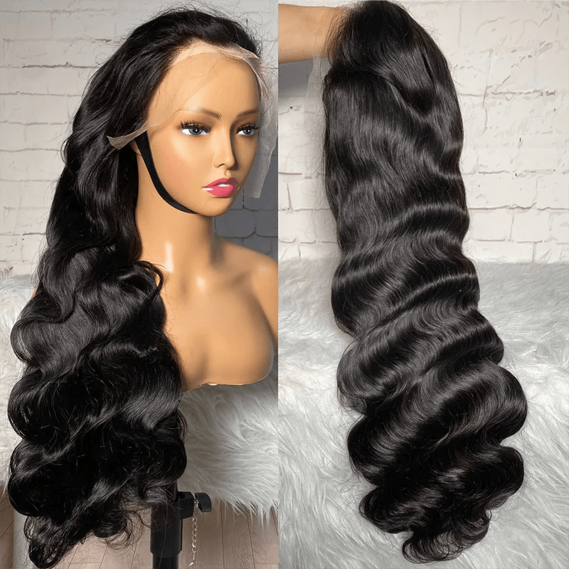 AILUXY 4x4 Lace Body Wave Longue Noir Perruque 200% densité  100% Cheveux Humains Je voudrais comme sur la vidéo 2 - 3 jours reçus+Un beau cadeau