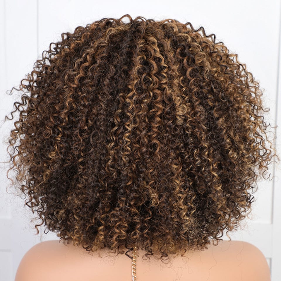 AILUXYhair Curly P4-27 Courte Perruque 100% Cheveux Humains 200% densité 100% cheveux humains