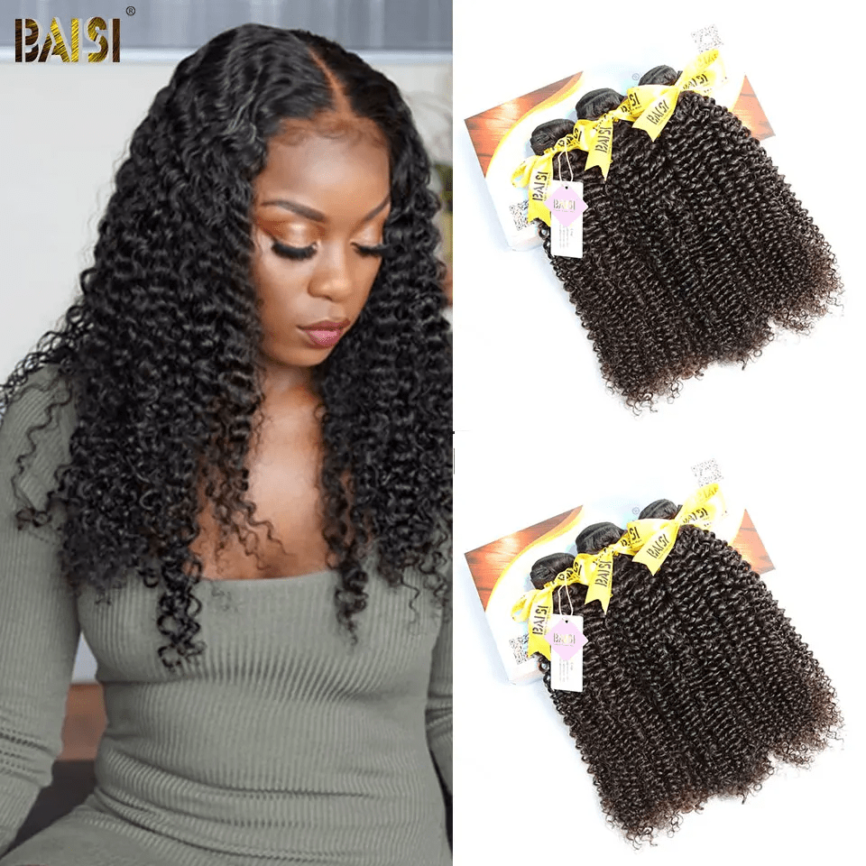 AILUXY 3 Paquets Avec 4x4 Lace Closure Bouclé Couleur Naturelle 12A RAW virgin hair