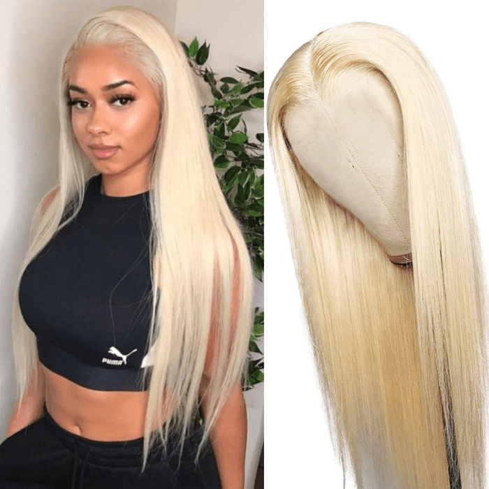 AILUXY 13x4 Lace Frontal 613 Blond Lisse Longue Perruque 100% Cheveux Humains