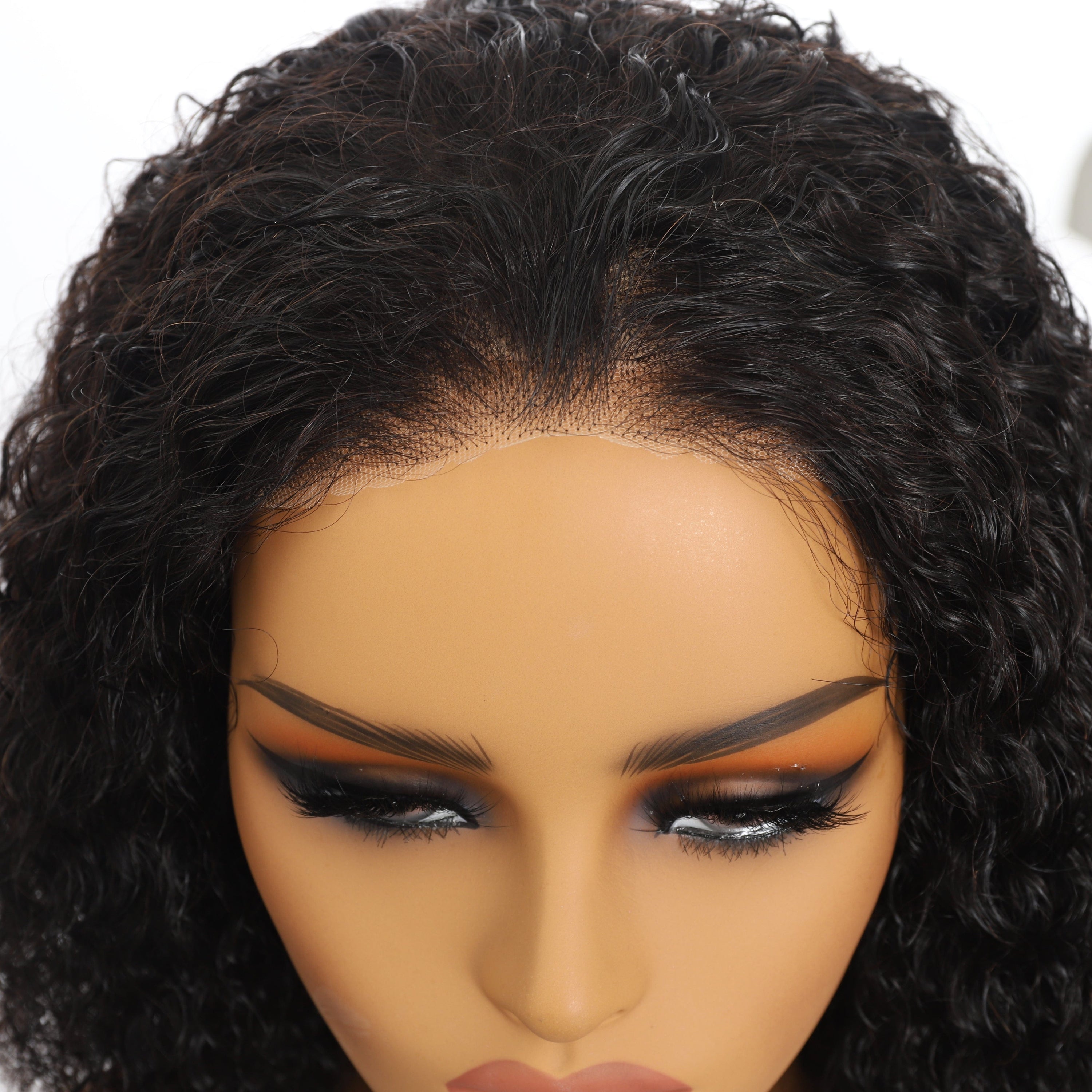 AILUXY Perruque Sans Colle 4x4 Lace Frontal Perruque Curly  180% densité Vrais Cheveux Humains