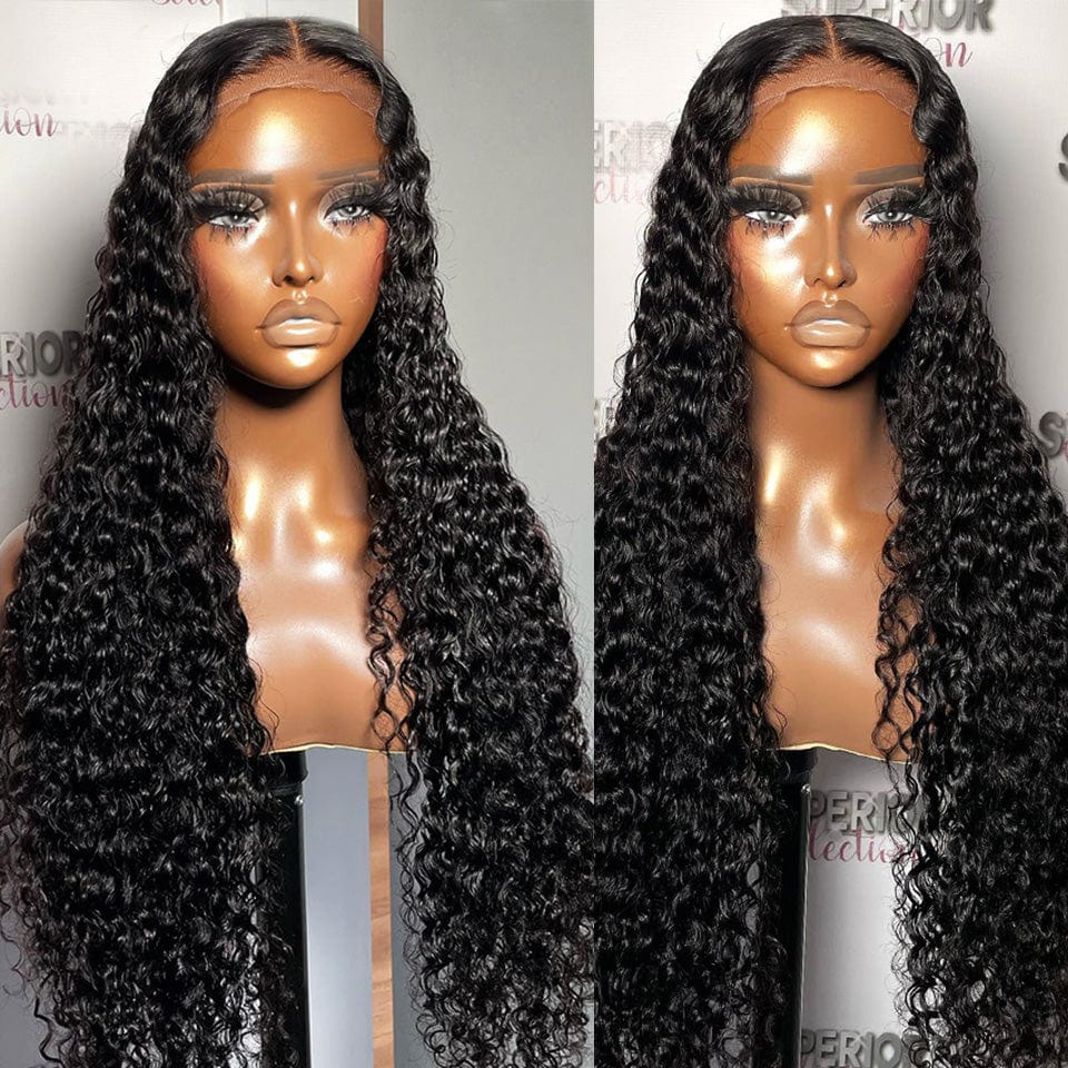 AILUXY Perruque Sans Colle 4x4 Lace Frontal Perruque Curly  180% densité Vrais Cheveux Humains