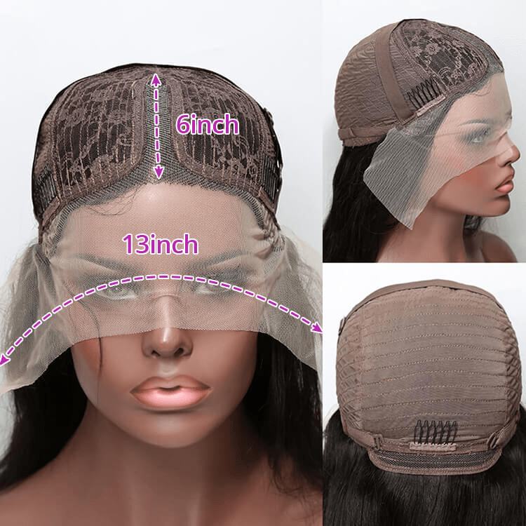 AILUXY T Part Lace Lisse Chocolat Brun 1B/30 Courte Perruque 100% cheveux humains