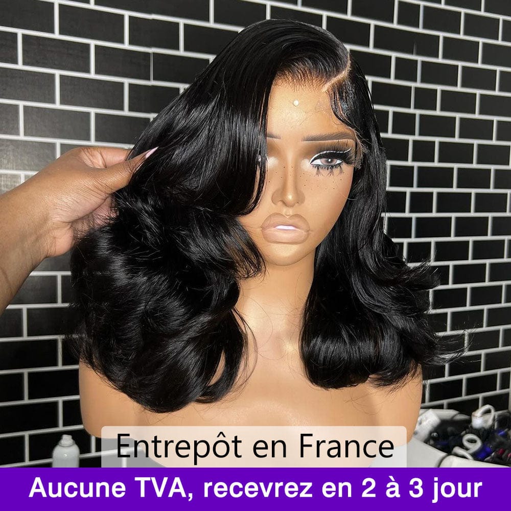 La Mode AILUXY 4x4 Lace Closure Perruque Body Wave Longue Noir 200% densité 100% cheveux humains