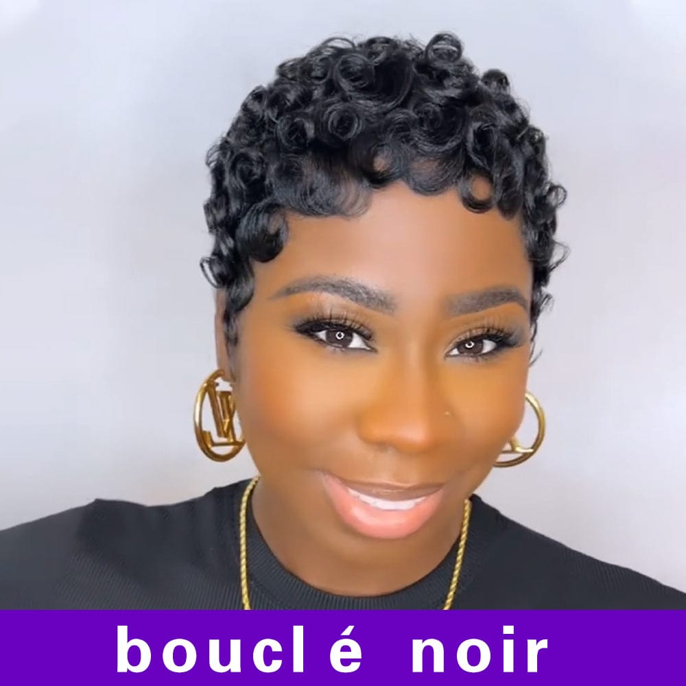 AILUXY Lisse Courte Noir Perruque 100% Cheveux Humains comme sur la vidéo 2 - 3 jours reçus+Un beau cadeau