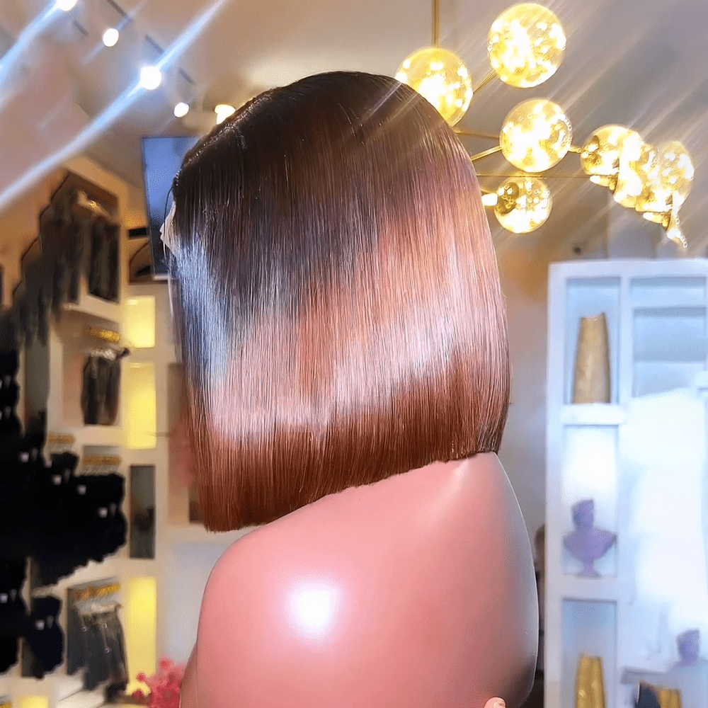 AILUXY 13x4 Lace Frontal Rose Bob Perruque 100% Cheveux Humains comme sur la vidéo 2 - 3 jours reçus+Un beau cadeau