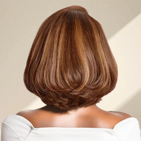 AILUXY 13x4 Lace Frontal Perruque Lisse Courte Bob Perruque 200% Densité P4/27#