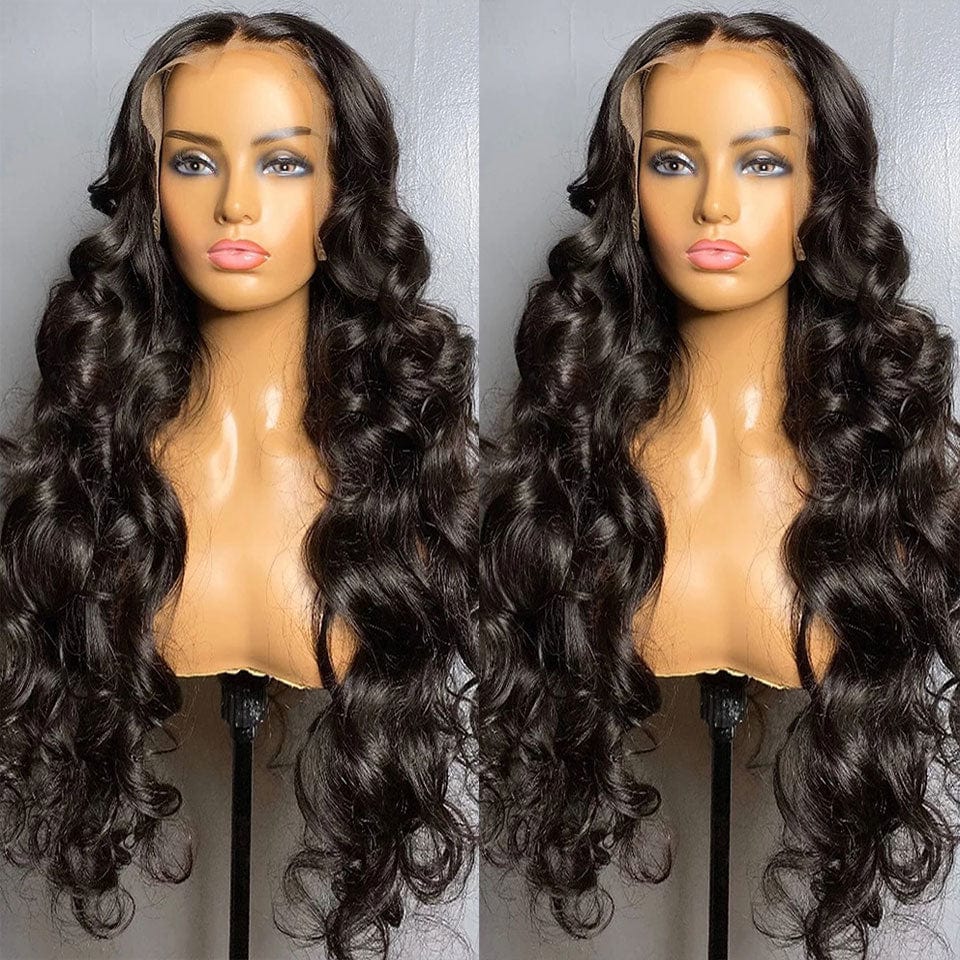 AILUXY 13x4 HD Lace Frontal Perruque Loose Wave Longue Couleur Naturelle 100% Cheveux Humains