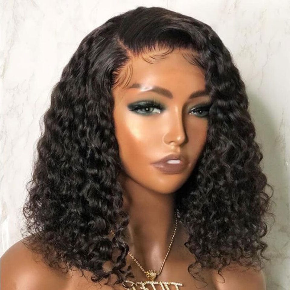 AILUXY 4x4 Lace Closure Water Wave Bob Perruque 250% densité 100% Cheveux humains