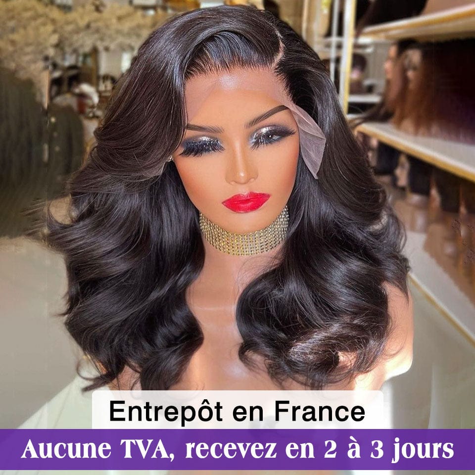 AILUXY 13x4 Lace Frontal Body Wave Longue Noir Perruque 250% Densité 100% Cheveux Humains