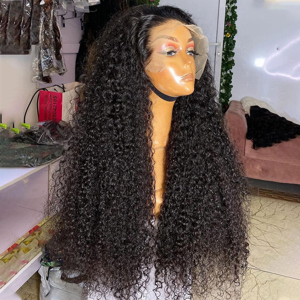 AILUXY 13x4 Lace Frontal Perruque Bouclée  250% Densité 100% Cheveux Humains