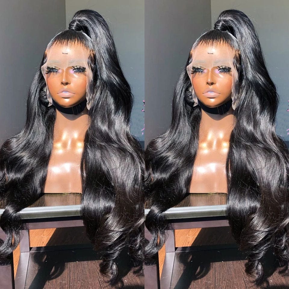 AILUXY 13x4 Lace Frontal Body Wave Longue Noir Perruque 250% Densité 100% Cheveux Humains