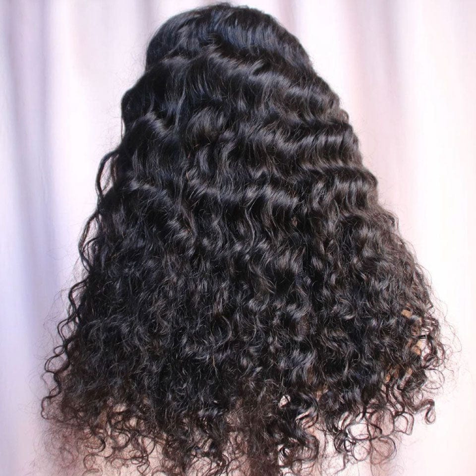 AILUXY U Part Lace Perruque Deep Wave Noir Longue 100% Cheveux Humains