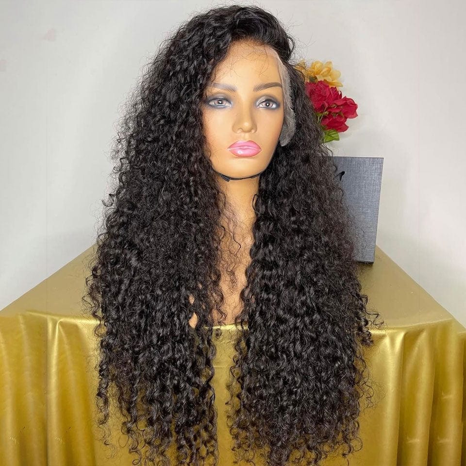 AILUXY 13x4 HD Lace Frontal Perruque Bouclée Longue Couleur Naturelle 100% Cheveux Humains