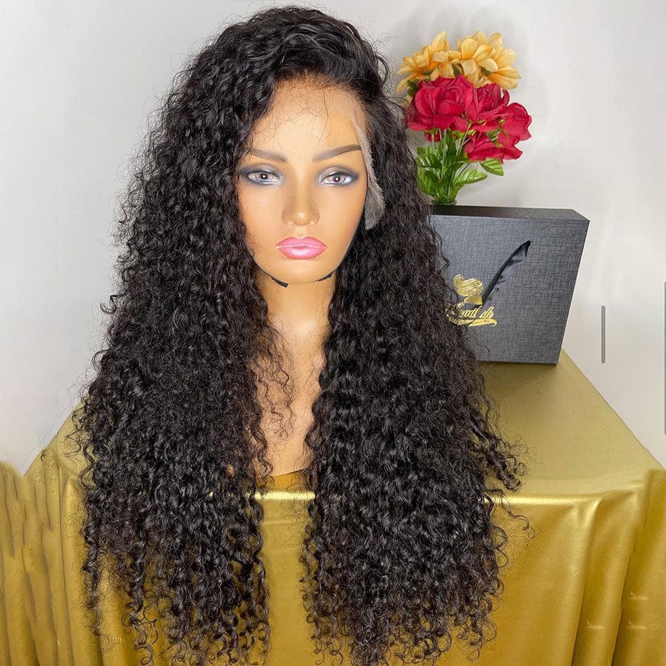 AILUXY 13x4 HD Lace Frontal Perruque Bouclée Longue Couleur Naturelle 100% Cheveux Humains