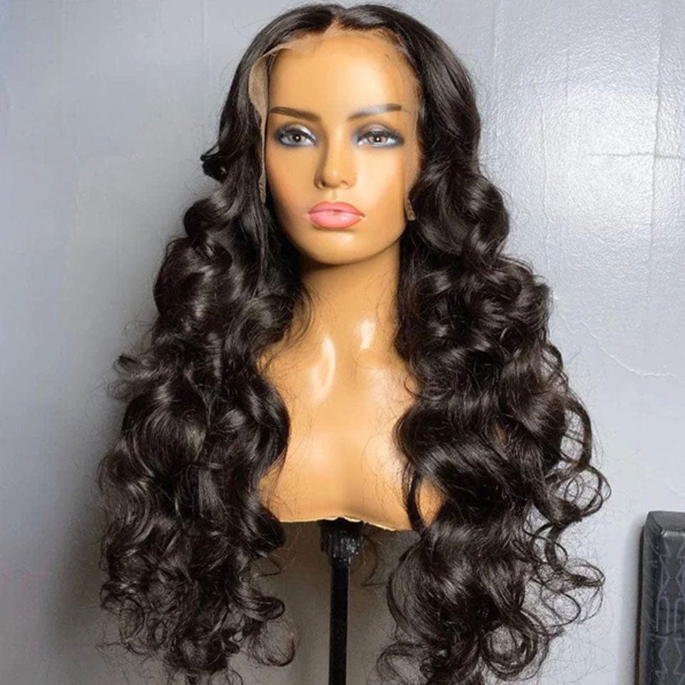 AILUXY 13x4 HD Lace Frontal Perruque Loose Wave Longue Couleur Naturelle 100% Cheveux Humains