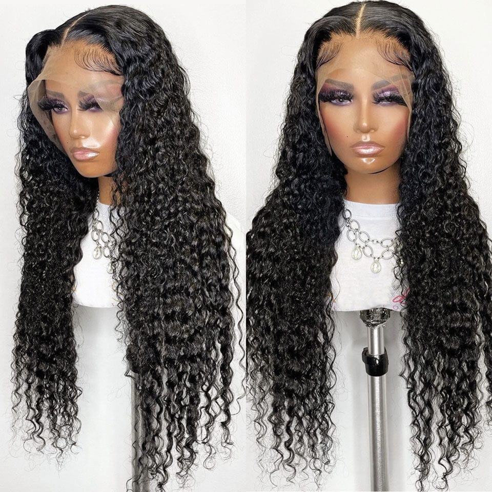 AILUXY 13x4 Lace Frontal Perruque Bouclée 200% densité Vrais Cheveux Humains